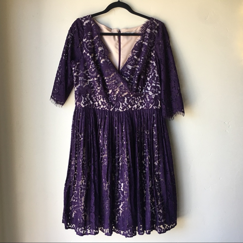 Eliza J Purple & Gold Lace Dress - Picture 5 of 8